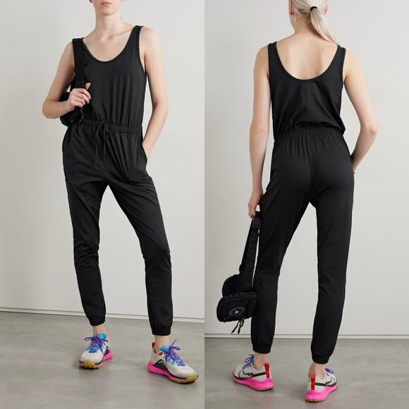 Girlfriend Collective Black Stretch Jersey Jumpsuit Scoop Neck Sleeveless Size M - Picture 1 of 6